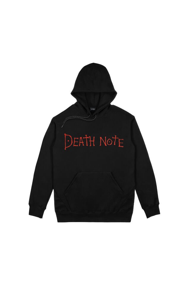 Death Note Shinigami Yagami Light Ön Arka Baskılı Siyah Kapşonlu Sweatshirt