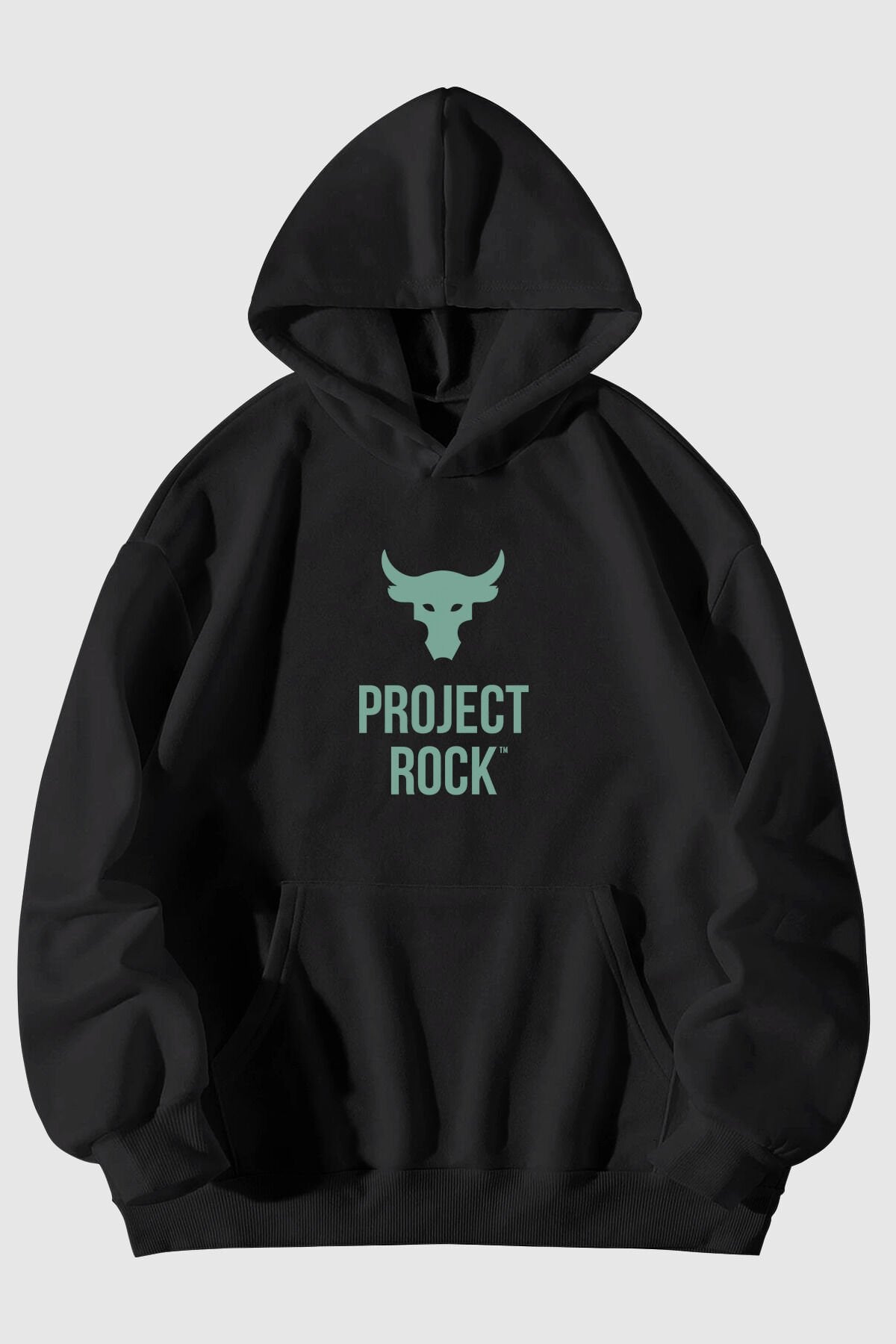 Project Rock Baskılı Unisex Kanguru Cepli Kapüşonlu Sweatshirt Hoodie