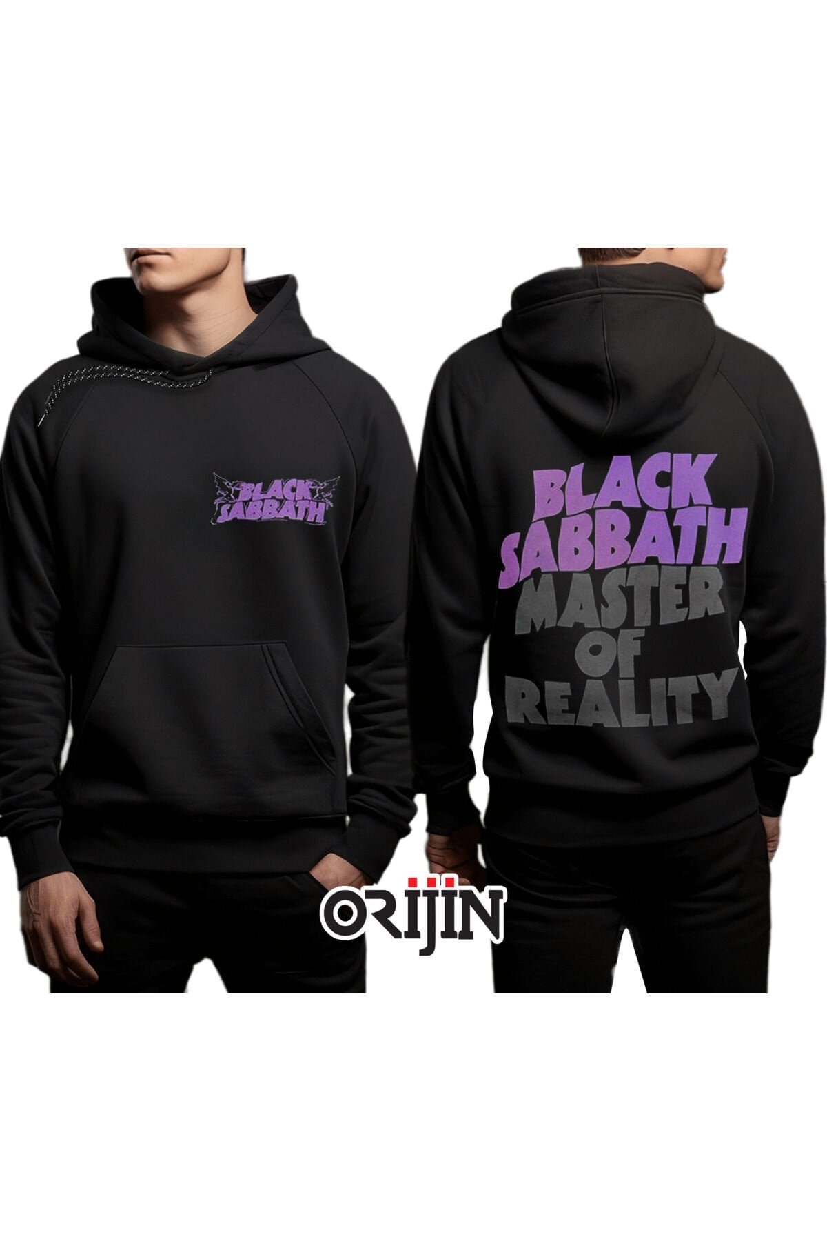Black Sabbath Master of Reality Ön Arka Baskılı Siyah Kapşonlu Sweatshirt
