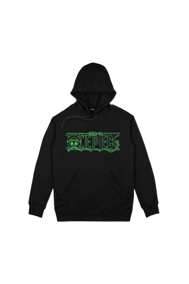 One Piece Roronoa Zoro Ön Arka Baskılı Siyah Kapşonlu Sweatshirt