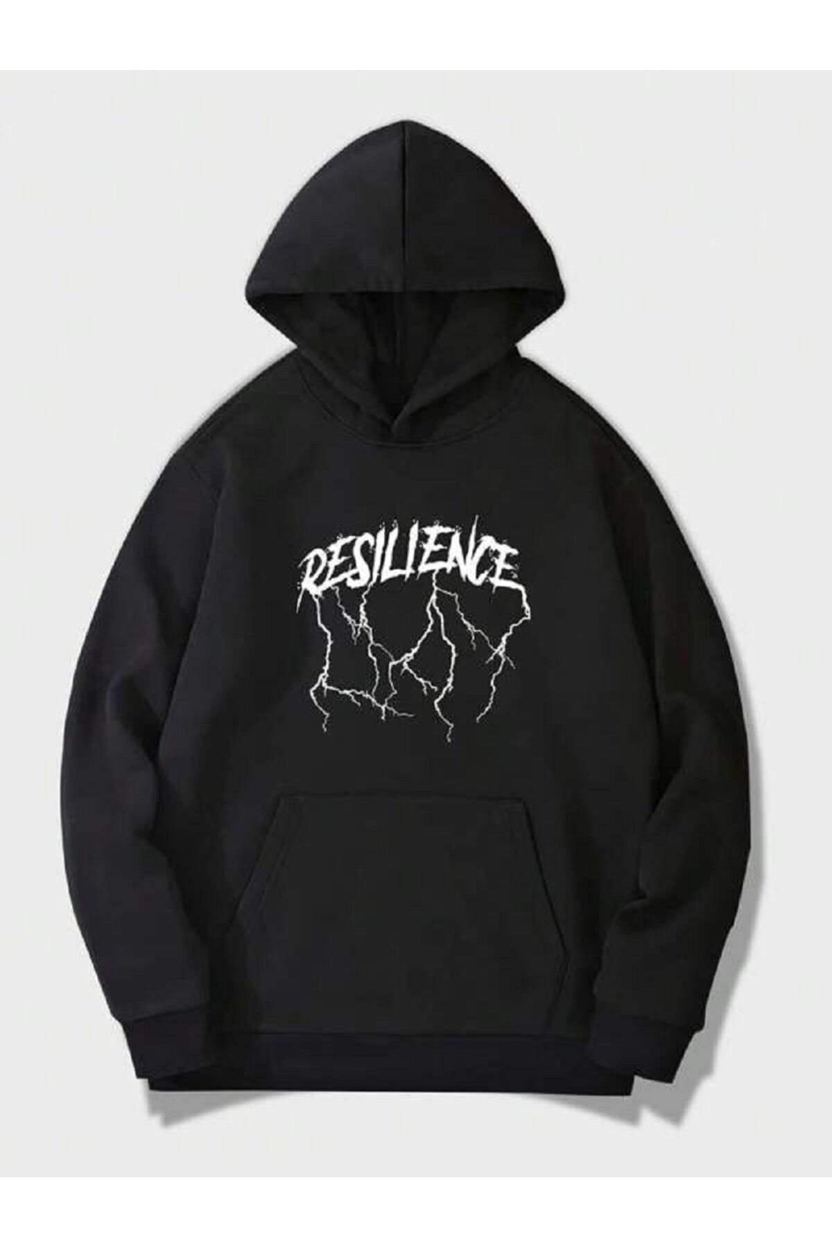 Unisex Siyah Resilience Baskılı Şardonlu Sweatshirt