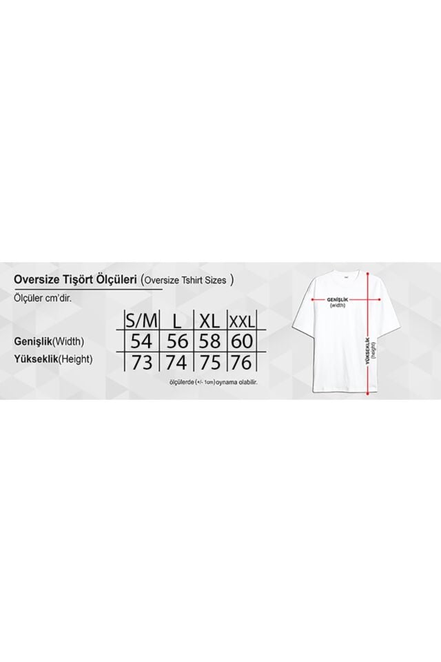 Unisex Detaylı Pusula Baskı Oversize Boyfriend T-Shirt