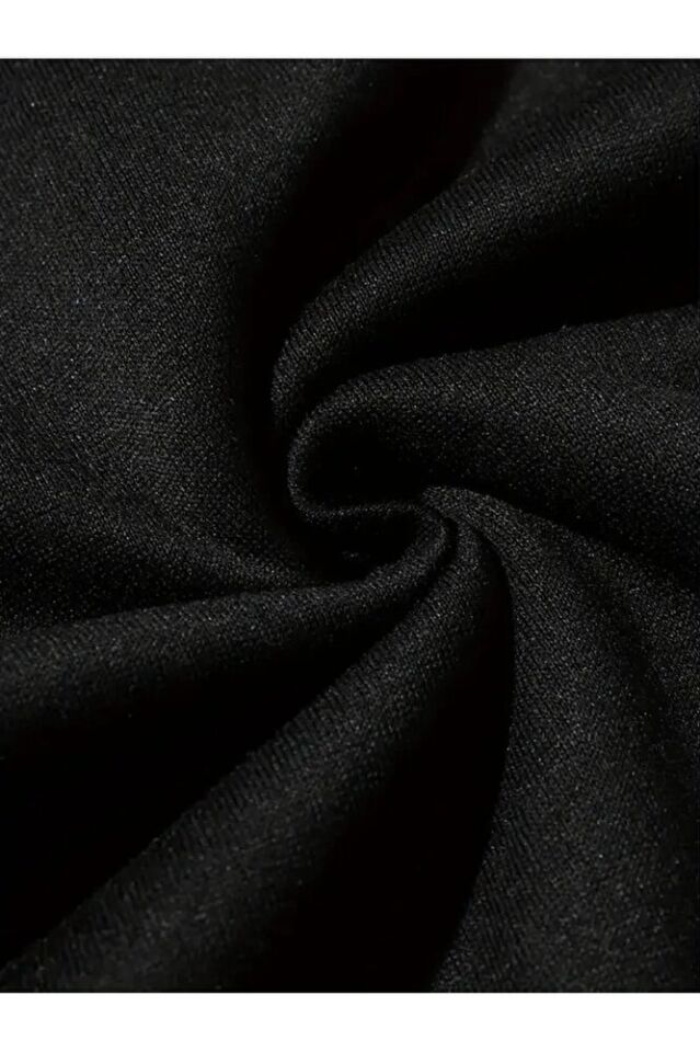 Siyah Erkek Oversize Basic Kapüşonlu Paçası Lastikli Never Trust Baskılı Pamuklu Eşofman Takımı