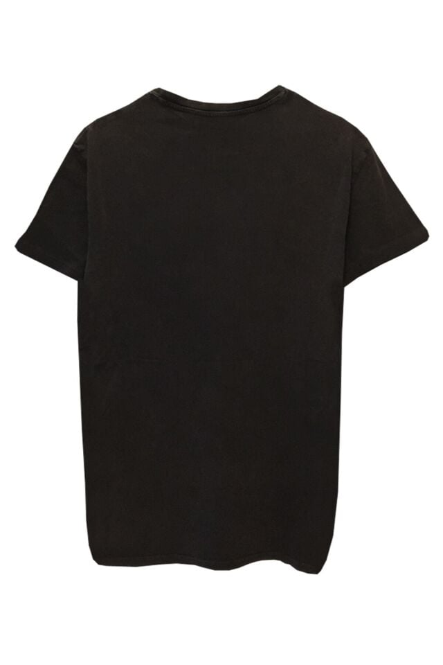 Unisex Yıkamalı Eskitme Kumaş Rock Müzik Nırvana Baskılı Tişört