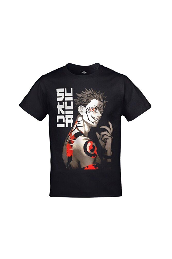 Jujutsu Kaisen Sukuna Baskılı Unisex Siyah Tshirt