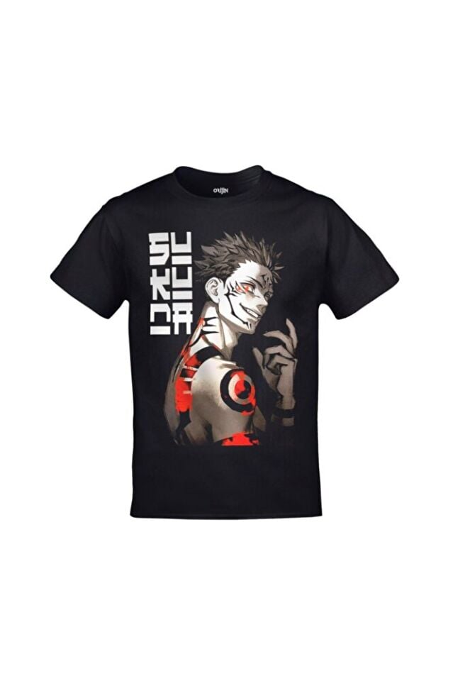 Jujutsu Kaisen Sukuna Baskılı Unisex Siyah Tshirt
