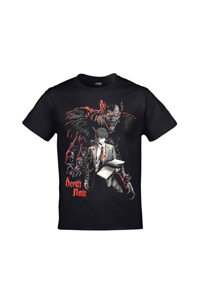 Death Note Ön Arka Baskılı Unisex Siyah Tshirt