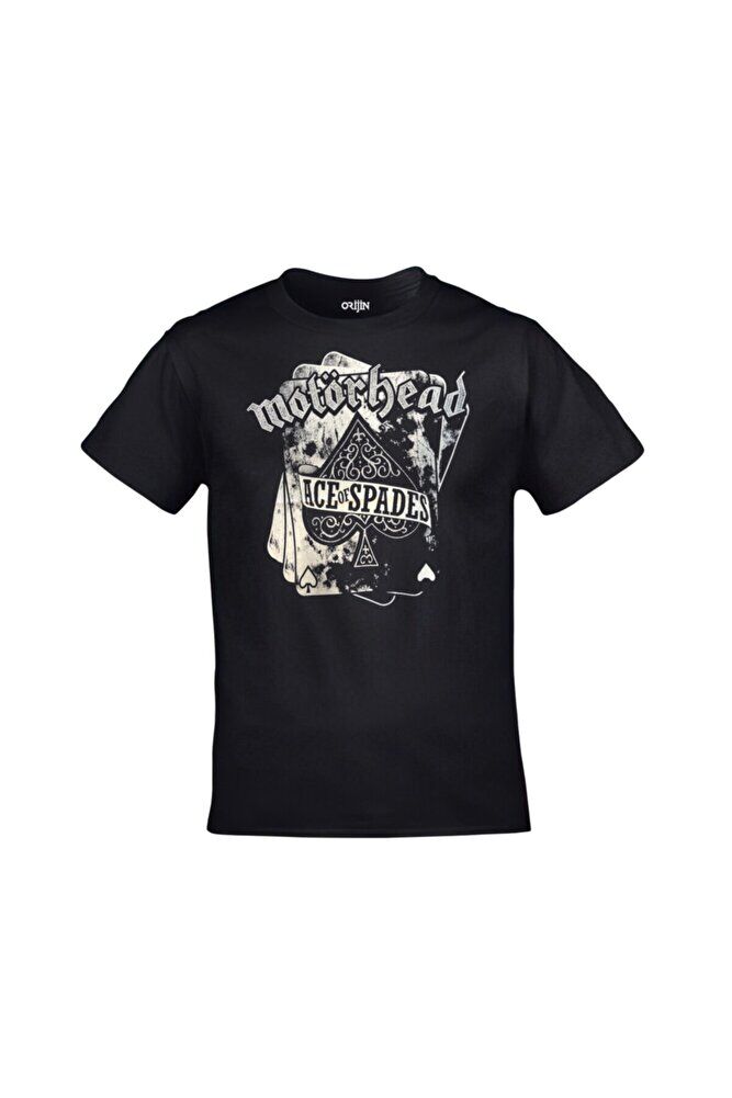 Unisex Siyah Motörhead Ace Of Spades Baskılı Tshirt