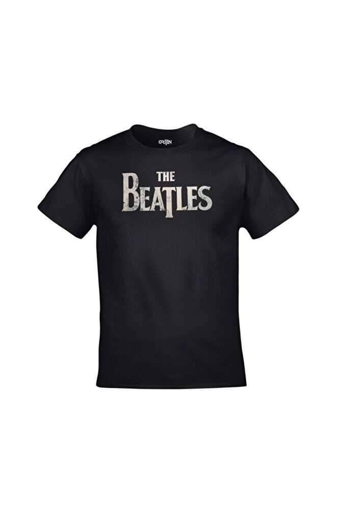 Unisex Siyah The Beatles Baskılı Tshirt