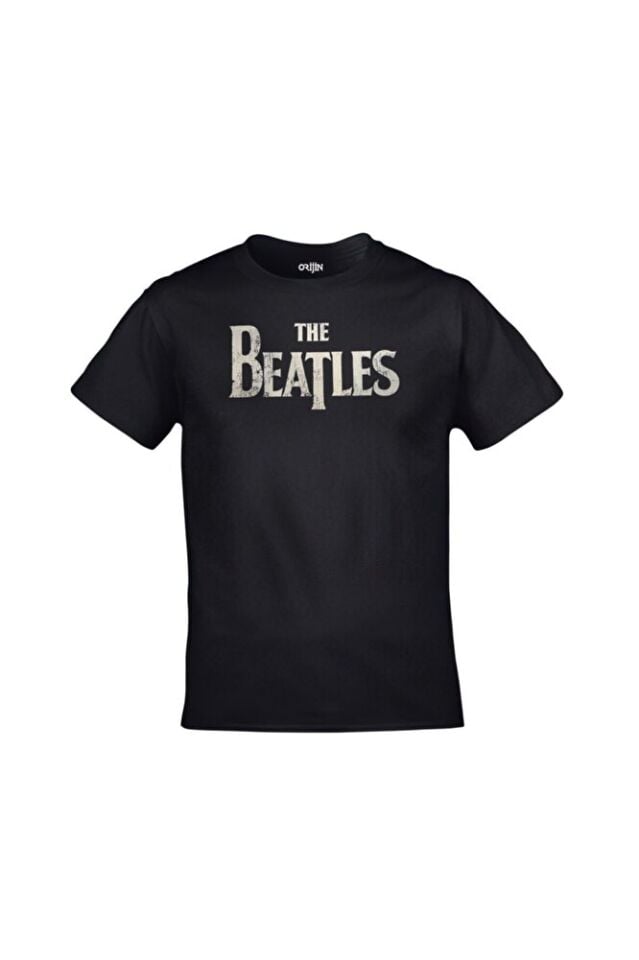 Unisex Siyah The Beatles Baskılı Tshirt