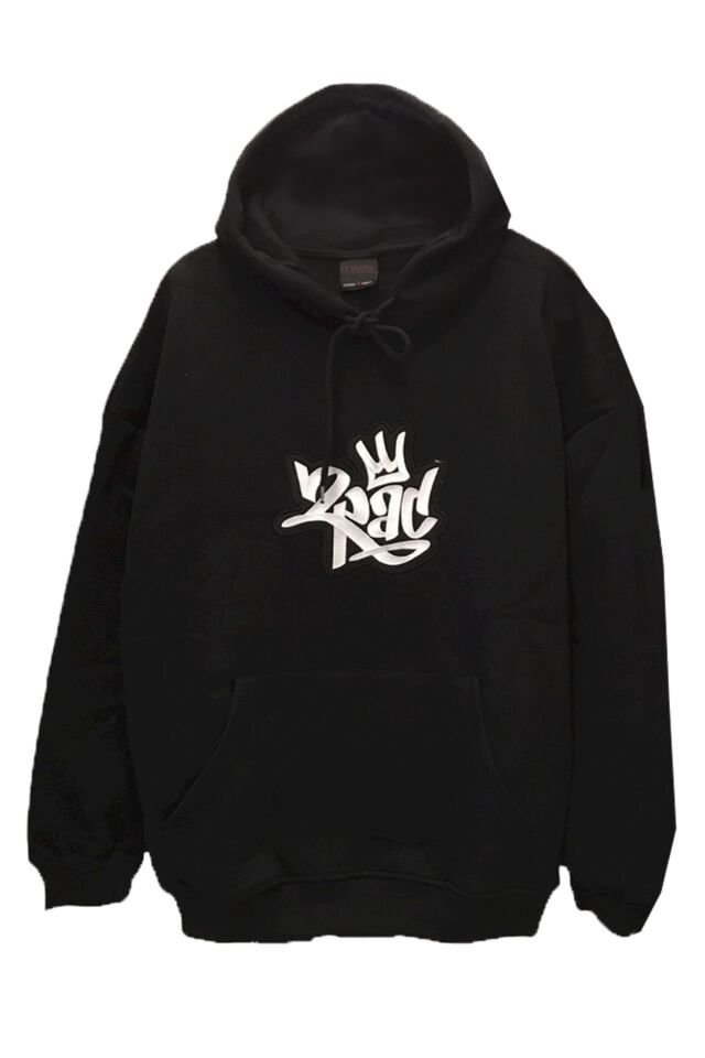 Unisex Oversize Hip Hop Tupac Shakur Sırt Baskılı Kapüşonlu Sweatshirt