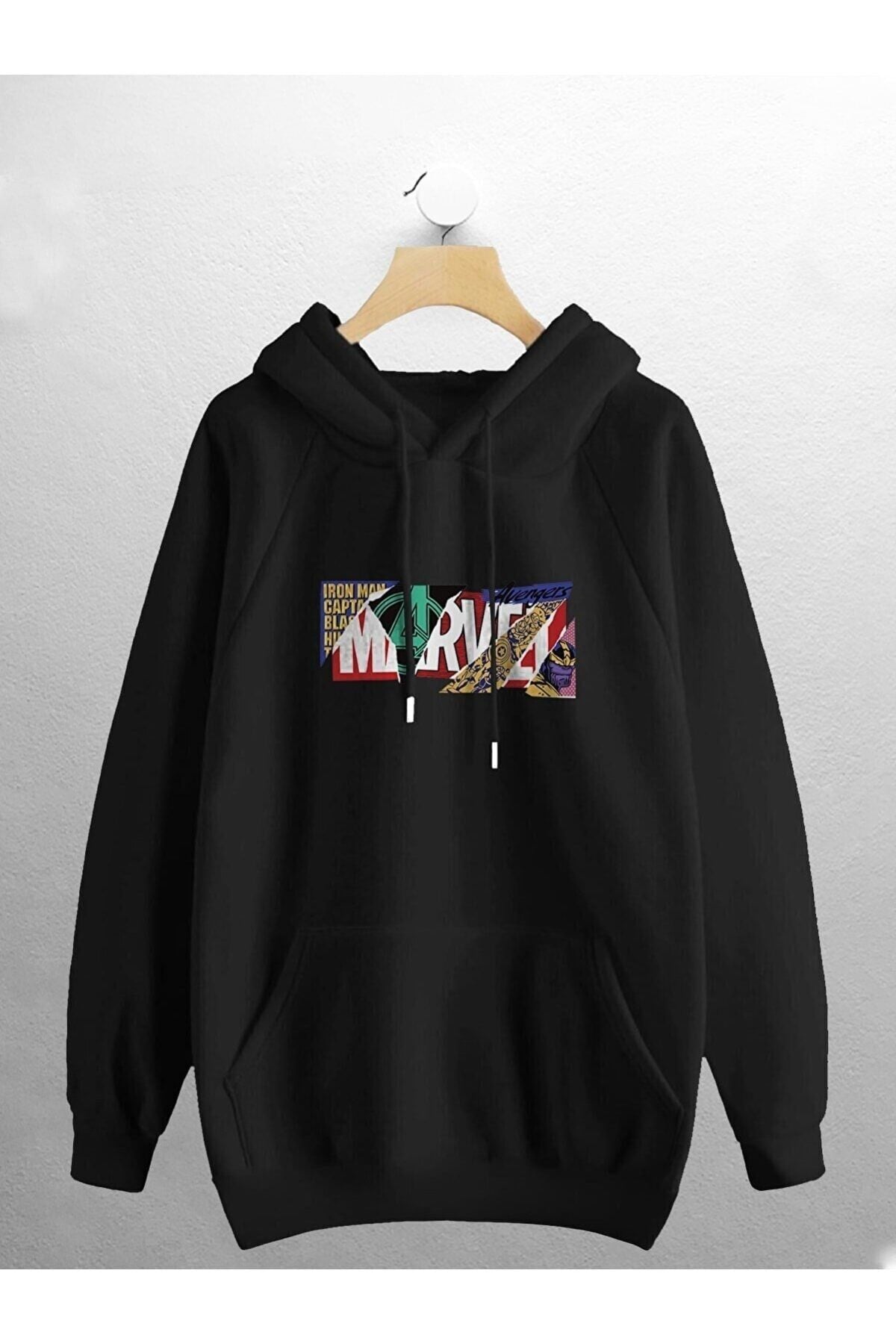 Marvel Baskılı Siyah Swaetshırt