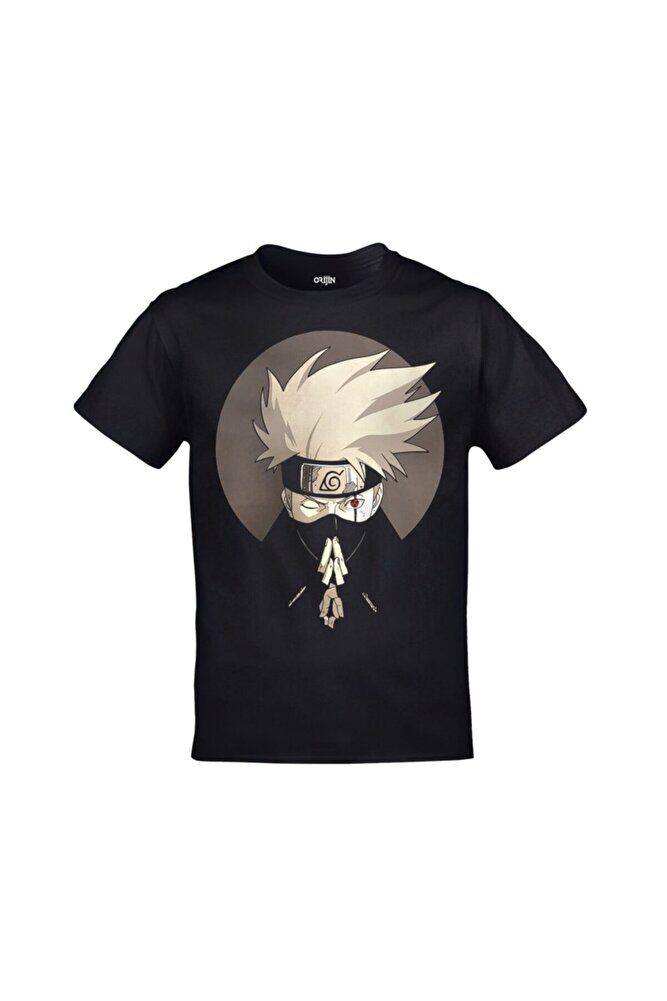 Naruto Kakashi Hatake Baskılı Unisex Siyah Tshirt