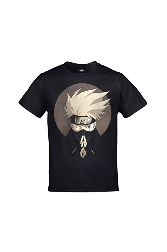 Naruto Kakashi Hatake Baskılı Unisex Siyah Tshirt