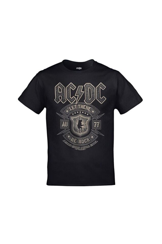 Ac Dc Let There Be Rock Baskılı Unisex Siyah Tshirt