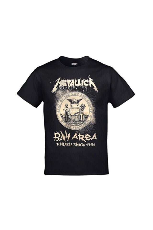 Unisex Siyah Metallica - Bay Area Baskılı Tshirt