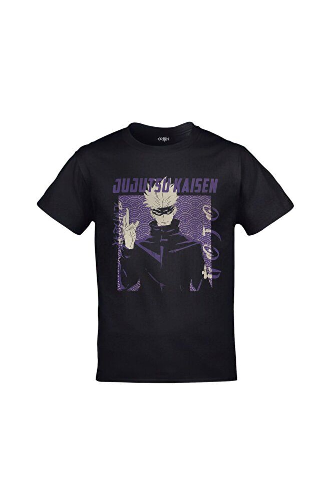 Jujutsu Kaisen Baskılı Anime Unisex Siyah Tshirt