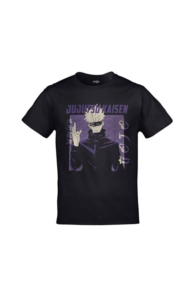 Jujutsu Kaisen Baskılı Anime Unisex Siyah Tshirt