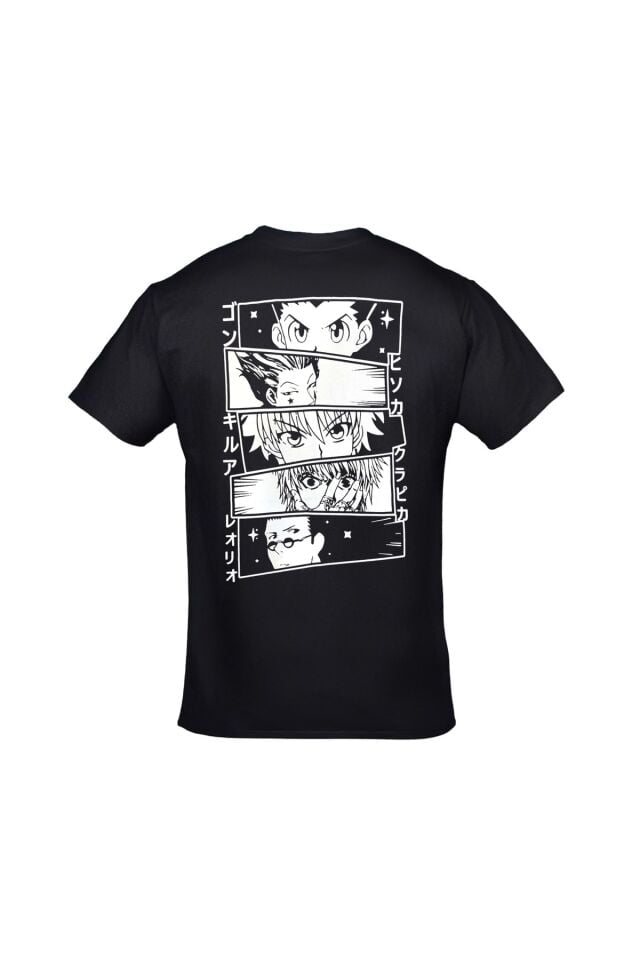 Hunter X Hunter 5 Karakter Ön Arka Baskılı Unisex Siyah Tshirt