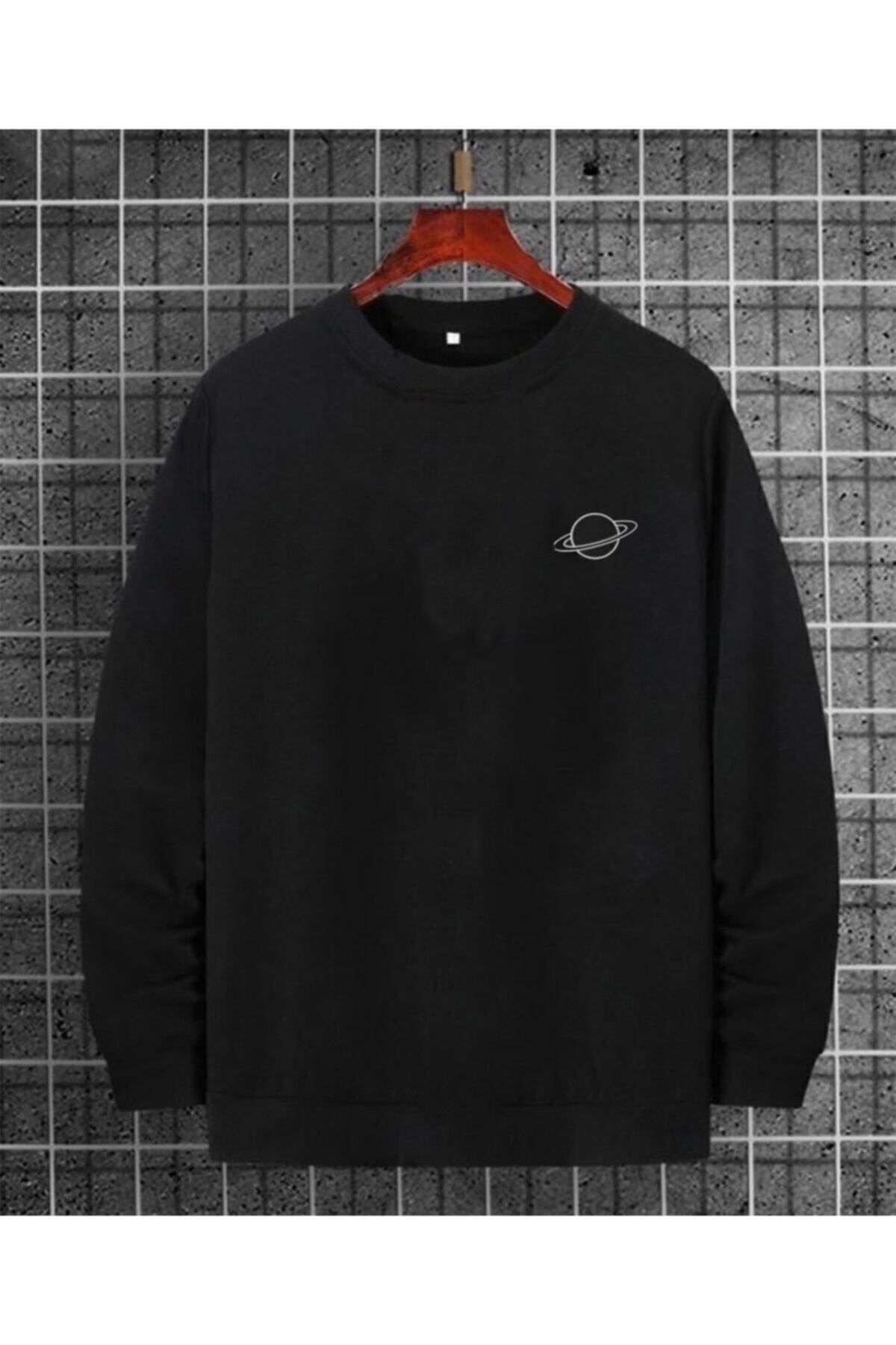 LUNAVISITA Unisex Saturn Baskılı Sweatshirt