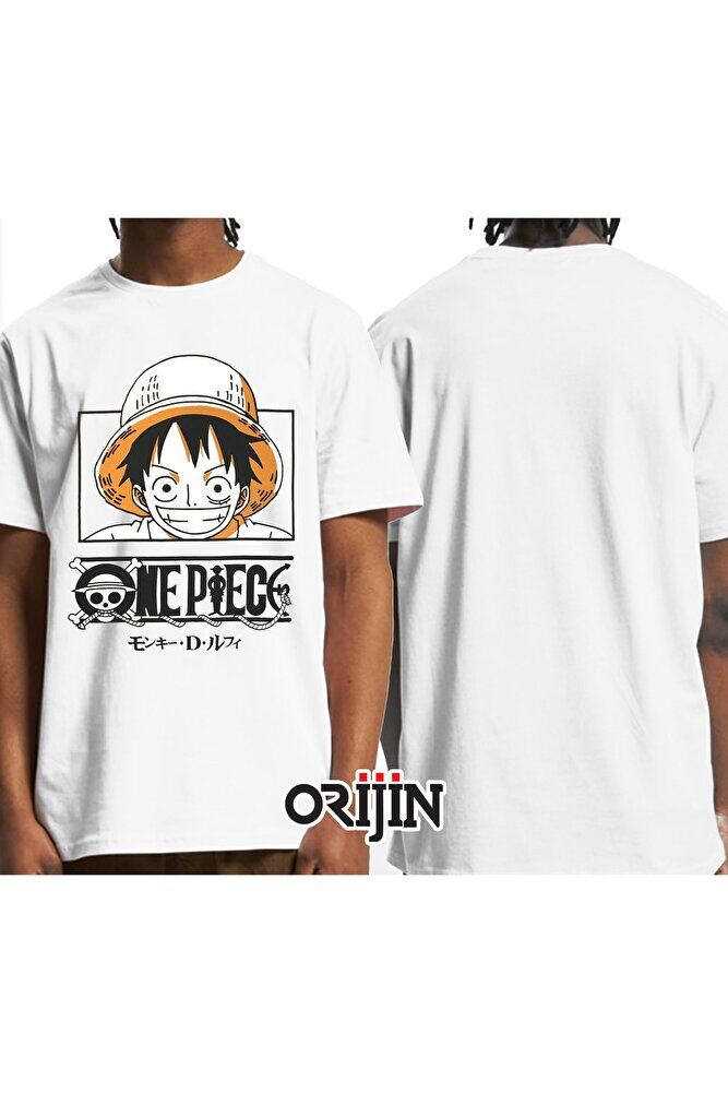 One Piece Monkey D. Luffy Baskılı Unisex Beyaz Tshirt