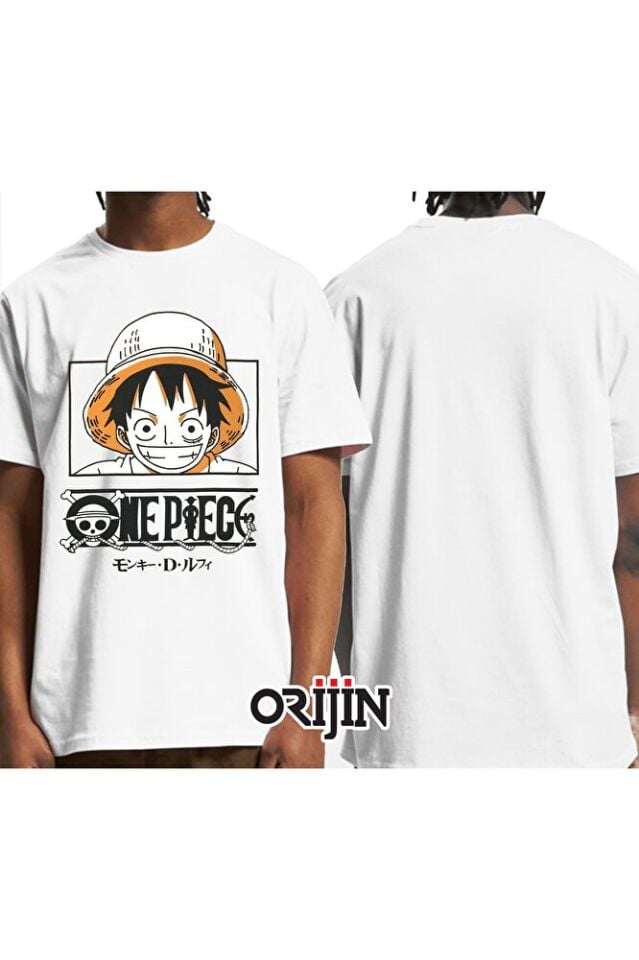 One Piece Monkey D. Luffy Baskılı Unisex Beyaz Tshirt