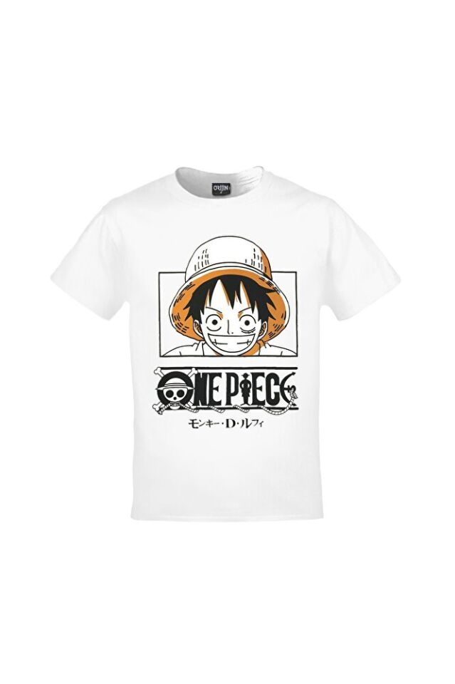 One Piece Monkey D. Luffy Baskılı Unisex Beyaz Tshirt