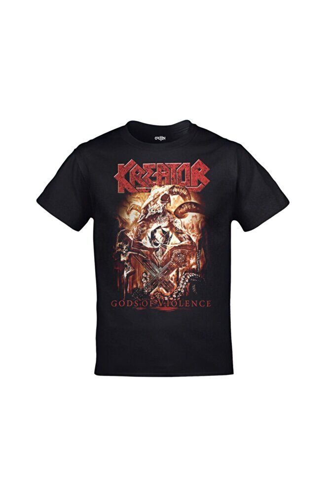 Kreator Gods Of Violence Ön Arka Baskılı Unisex Siyah Tshirt