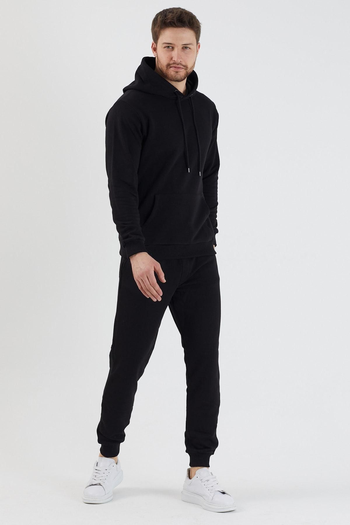 Kapüşonlu Eşofman Takımı Siyah