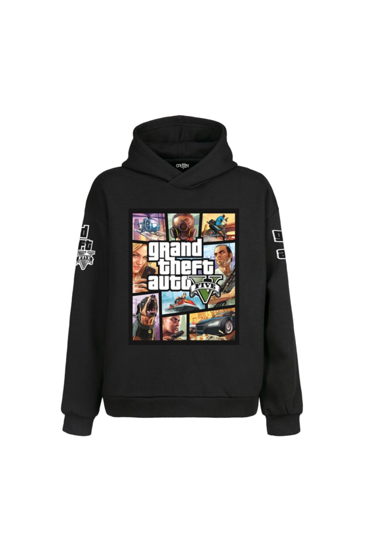 Unisex Siyah Grand Theft Auto 5 Gta Oyun  Kapşonlu Sweatshirt