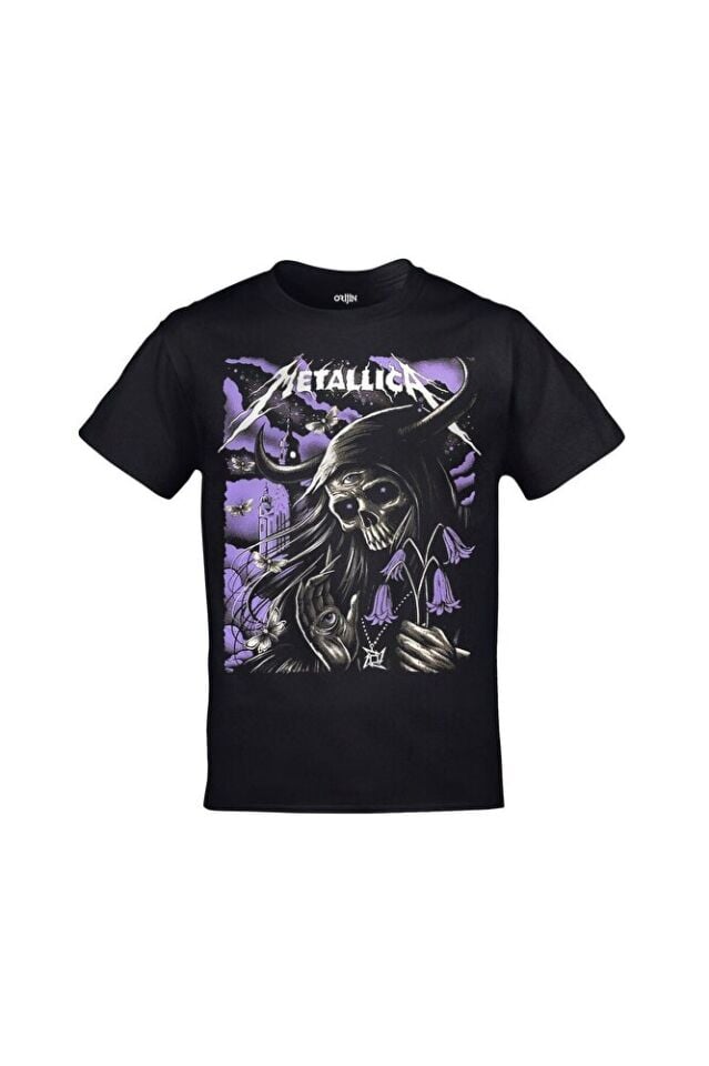 Metallica Skull Ön Arka Baskılı Unisex Siyah Tshirt