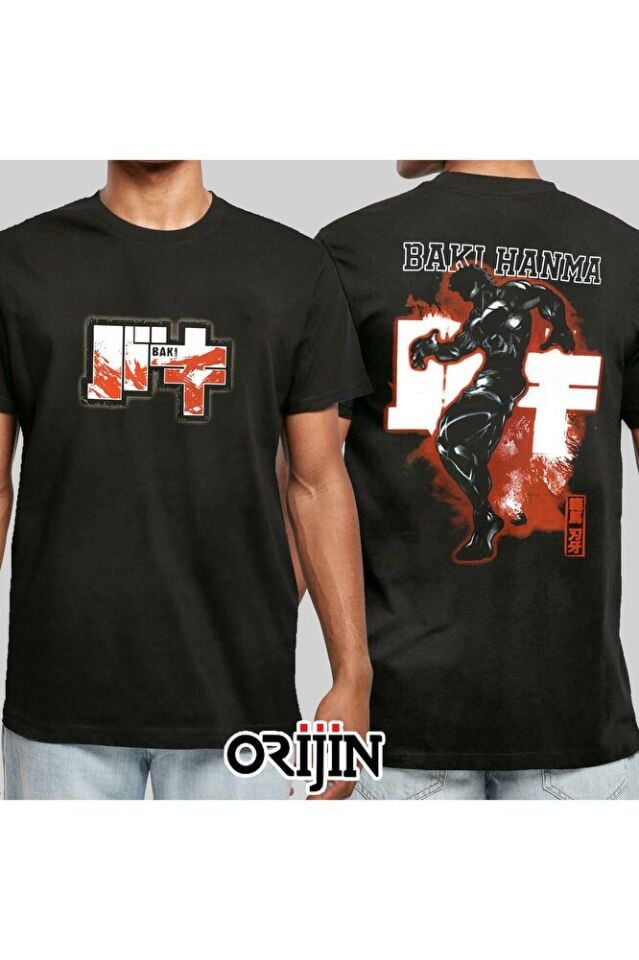 Baki Hanma Ön Arka Baskılı Unisex Siyah Tshirt