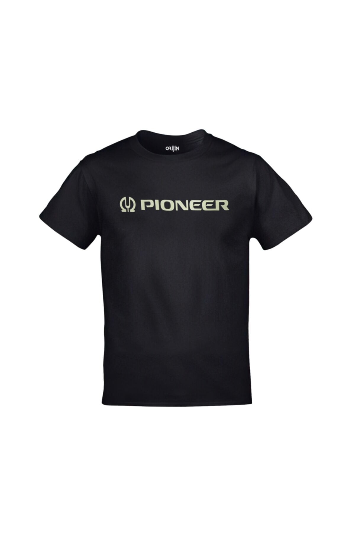 Unisex Siyah Pioneer Baskılı T-Shirt