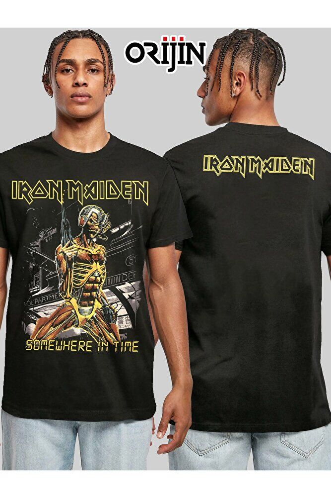 Iron Maiden Somewhere In Time Ön Arka Baskılı Unisex Siyah Tshirt