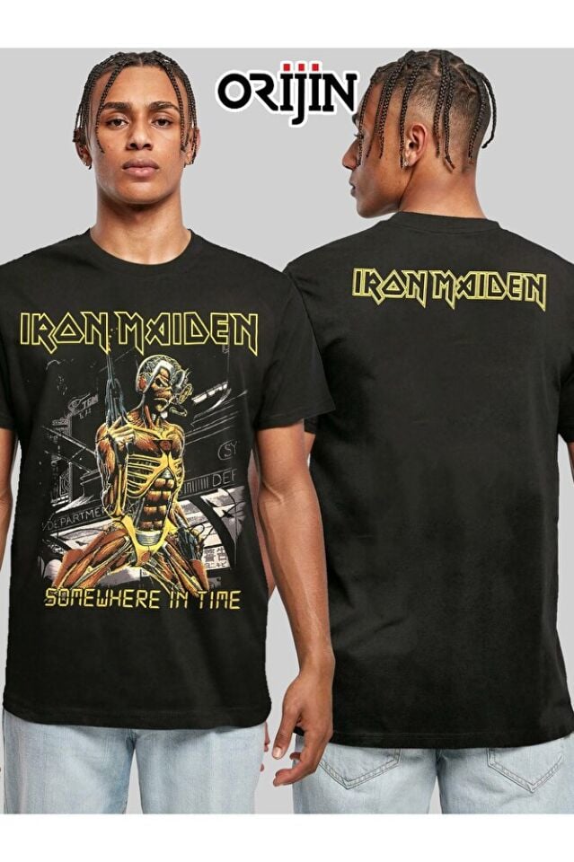 Iron Maiden Somewhere In Time Ön Arka Baskılı Unisex Siyah Tshirt