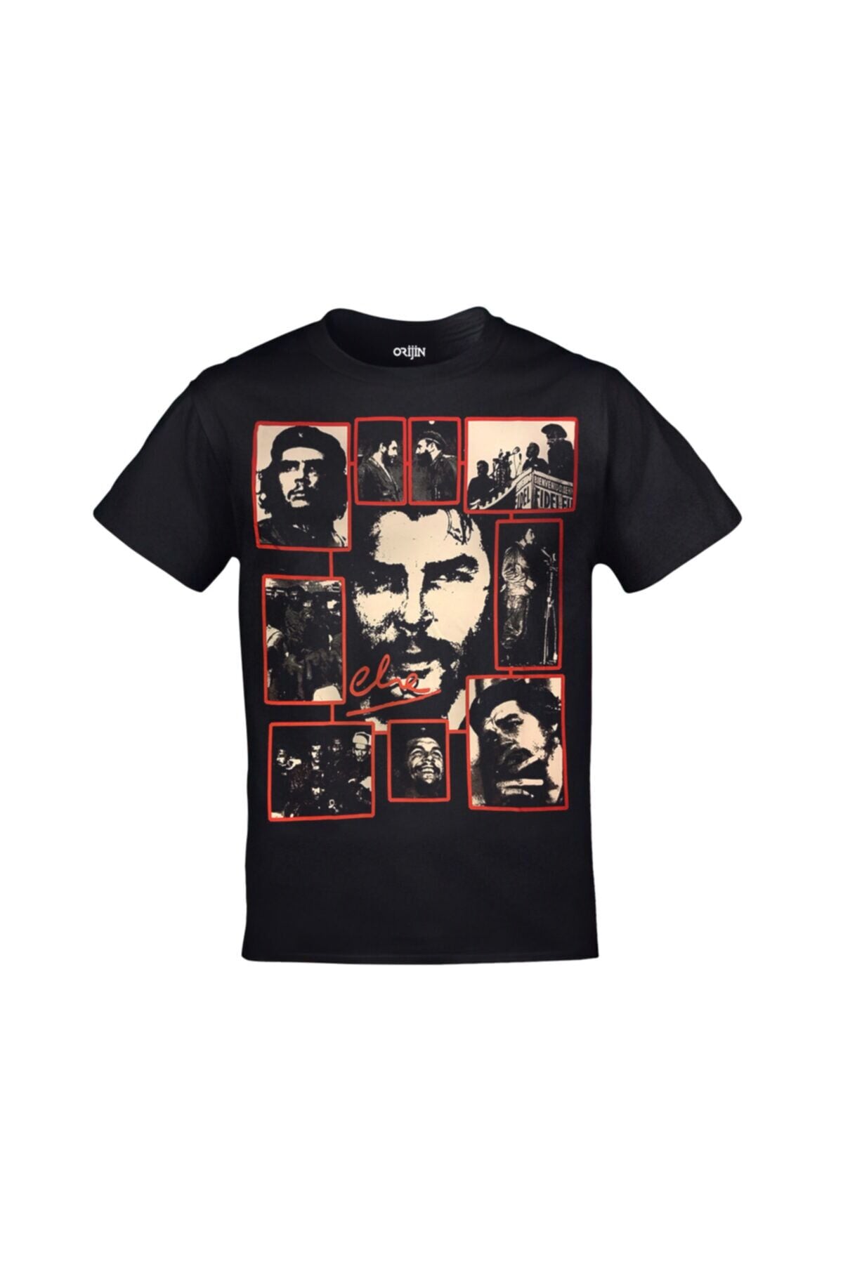 Che Guevara Kolaj Unisex Ön Arka Siyah Tshirt