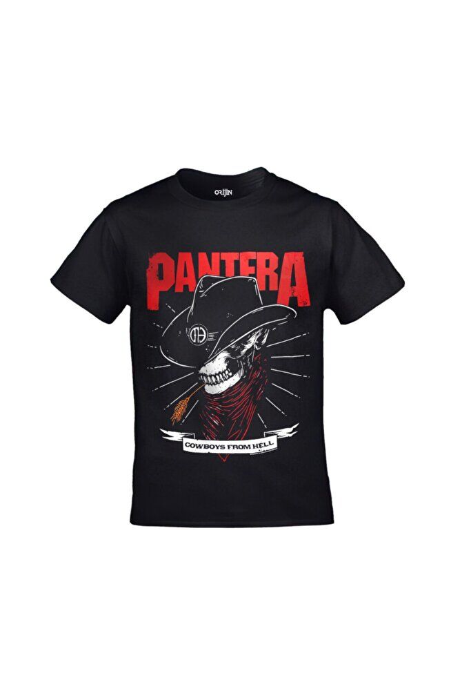 Unisex Siyah Pantera Cowboys From Hell Baskılı Tshirt
