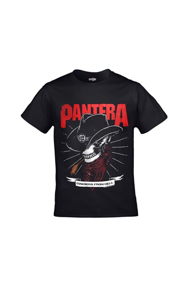 Unisex Siyah Pantera Cowboys From Hell Baskılı Tshirt
