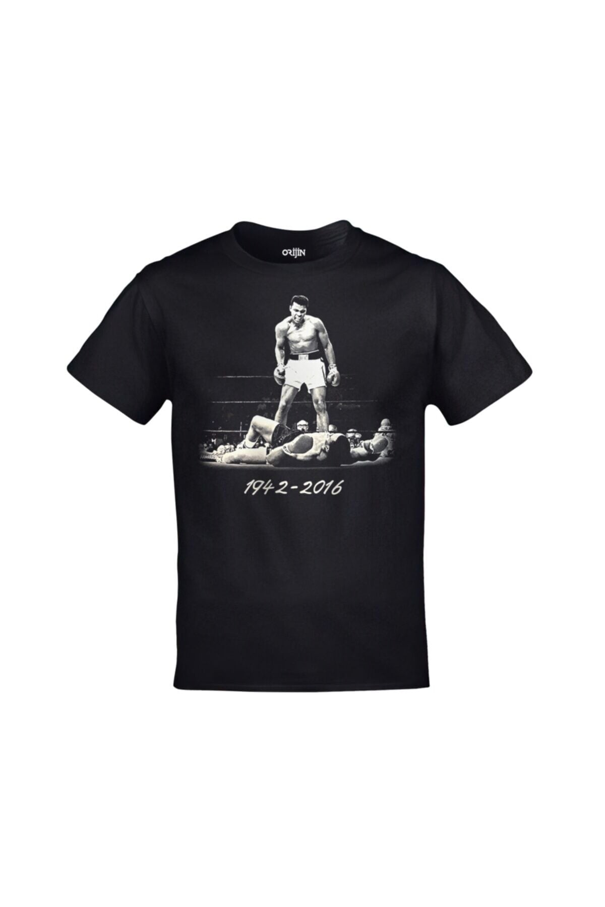 Unisex Siyah Muhammed Ali Float Like A Butterfly Sting Like A Bee Baskılı T-Shirt