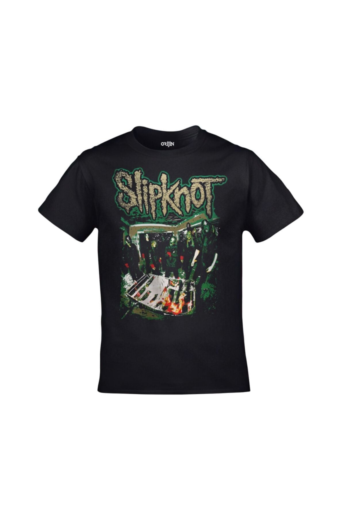 Unisex Siyah Slipknot Baskılı Tshirt