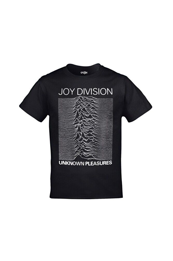 Unisex Siyah Joy Division Unknown Pleasures Baskılı Tshirt