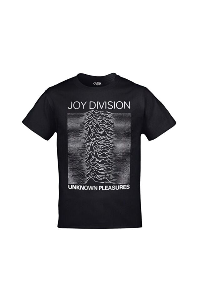 Unisex Siyah Joy Division Unknown Pleasures Baskılı Tshirt