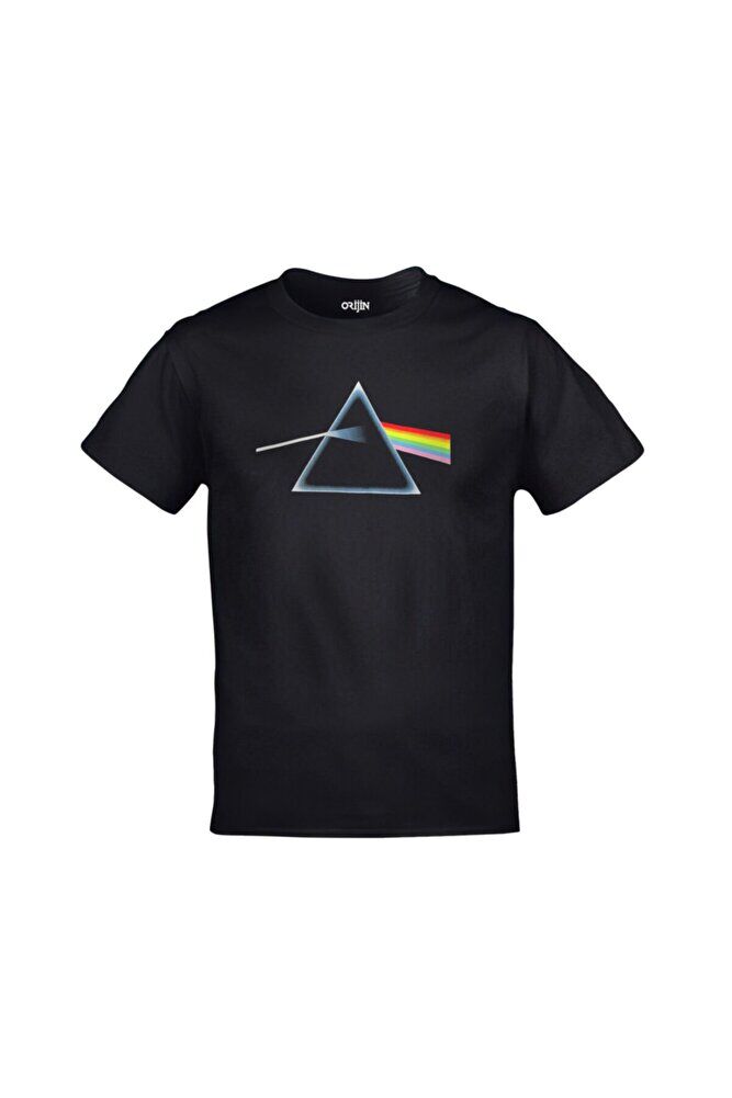 Unisex Siyah Pink Floyd The Dark Side Of The Moon Ön Arka Baskılı Tshirt
