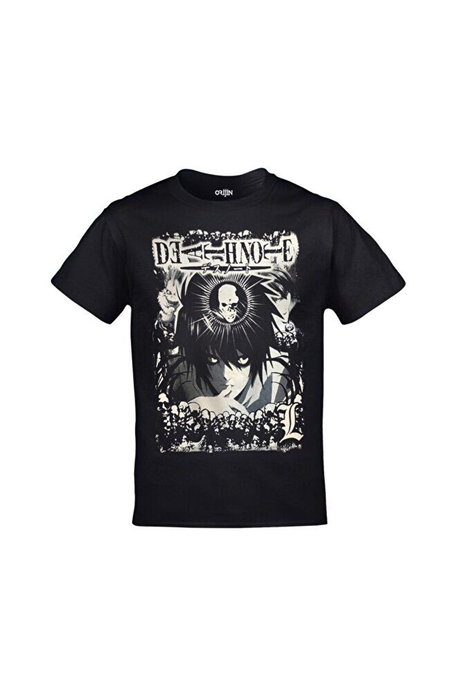 Unisex Siyah Death Note  Baskılı T-shirt