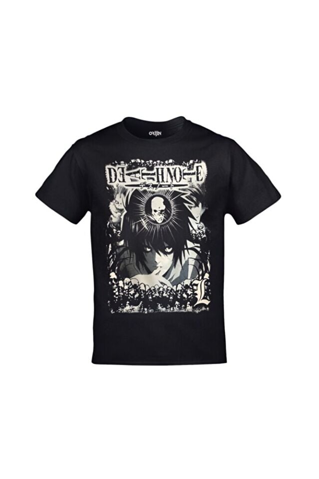Unisex Siyah Death Note  Baskılı T-shirt
