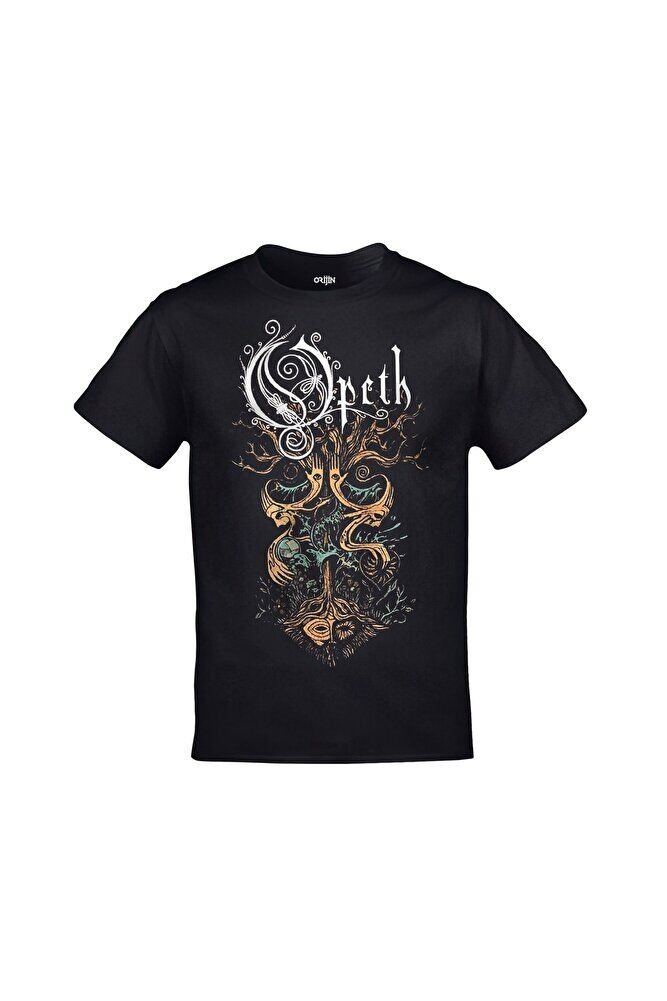 Opeth Tree Baskılı Unisex Siyah Tshirt