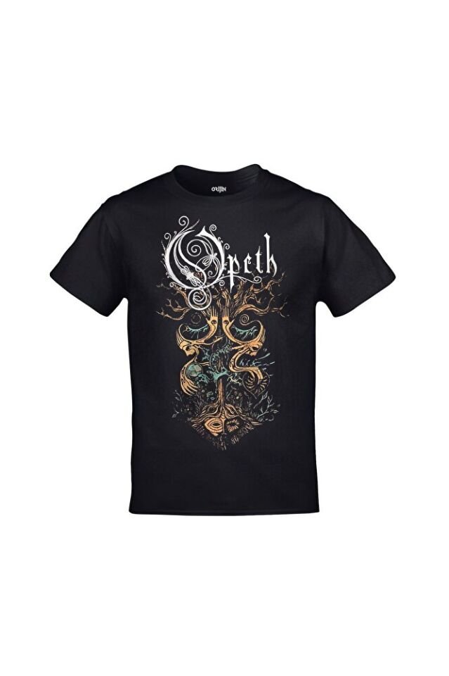 Opeth Tree Baskılı Unisex Siyah Tshirt