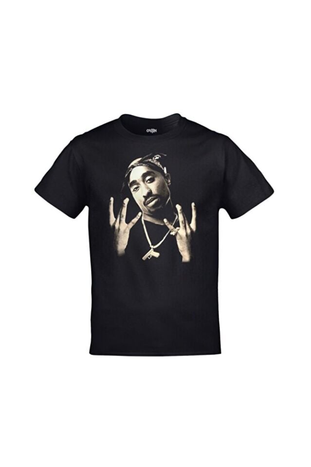 2pac Tupac Baskılı Unisex Siyah Tshirt