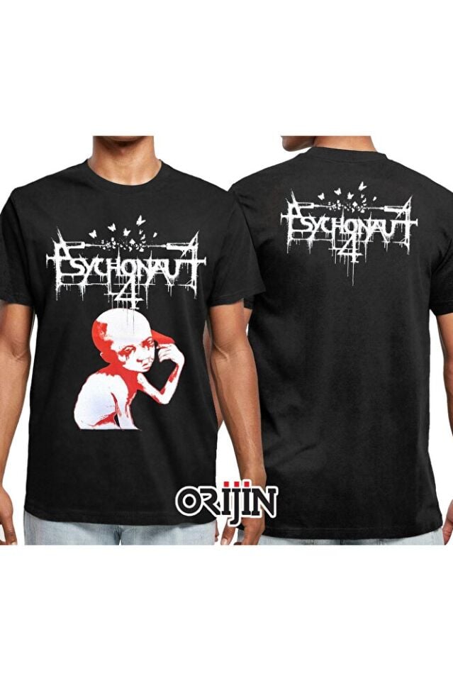 Psychonaut 4 Ön Arka Baskılı Unisex Siyah Tshirt