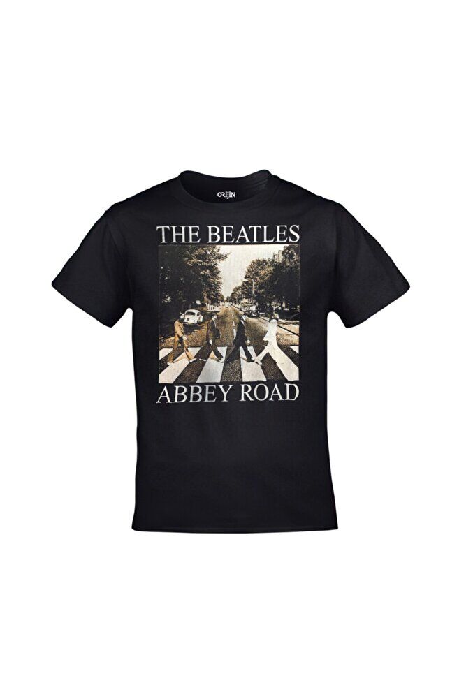 Unisex Siyah The Beatles Abbey Road Baskılı Tişört